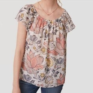 LOFT Shimmer Floral Off the Shoulder Top, Large